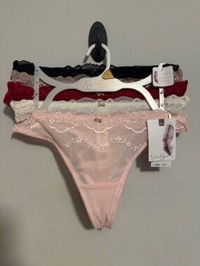 Jessica Simpson Lace Thong Bundle in Black, Red, Blush, White, Taupe